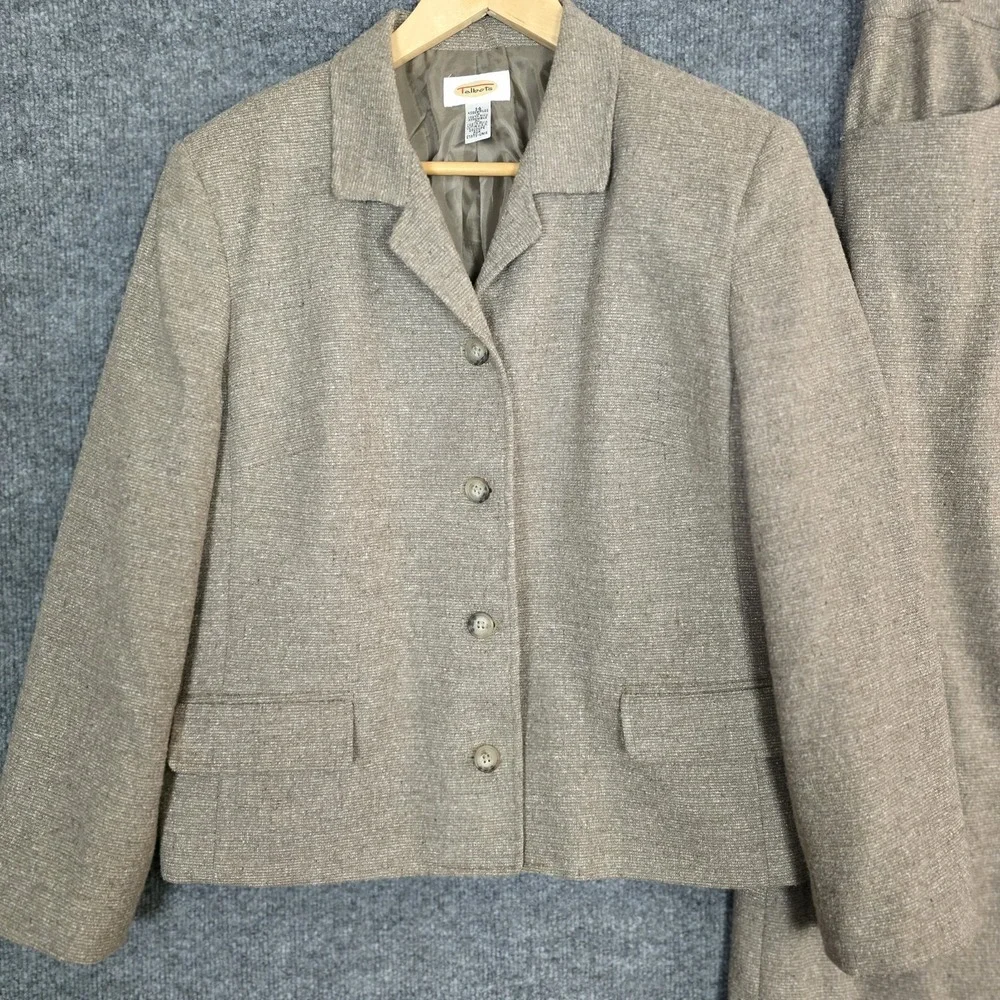 Vintage Talbots Wool Silk Skirt Jacket Suit Set 12 14 USA Career Secretary Tweed - Picture 4 of 9